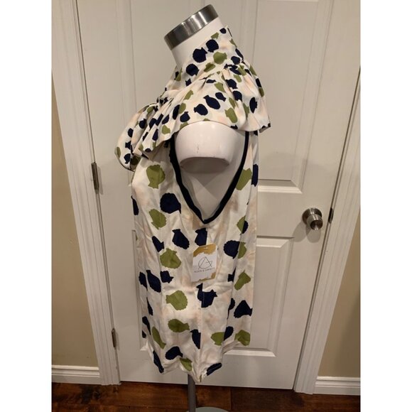 Girls From Savoy Cream W/ Multicolor Shell Print Blouse Top W/ Neck, Size 14 - Picture 4 of 6